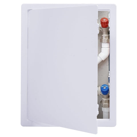 Suteck white 12x16 access panel from the front, ideal for quick plumbing access
