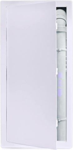 Suteck plumbing access panel in drywall ceiling, front view for easy service access.