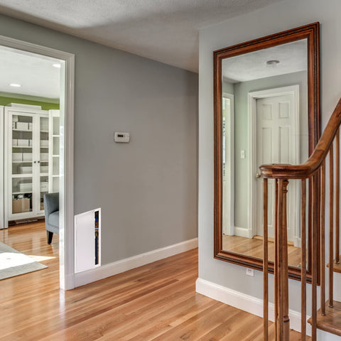 Suteck reversible drywall access panel shown for flush or surface mounting installation
