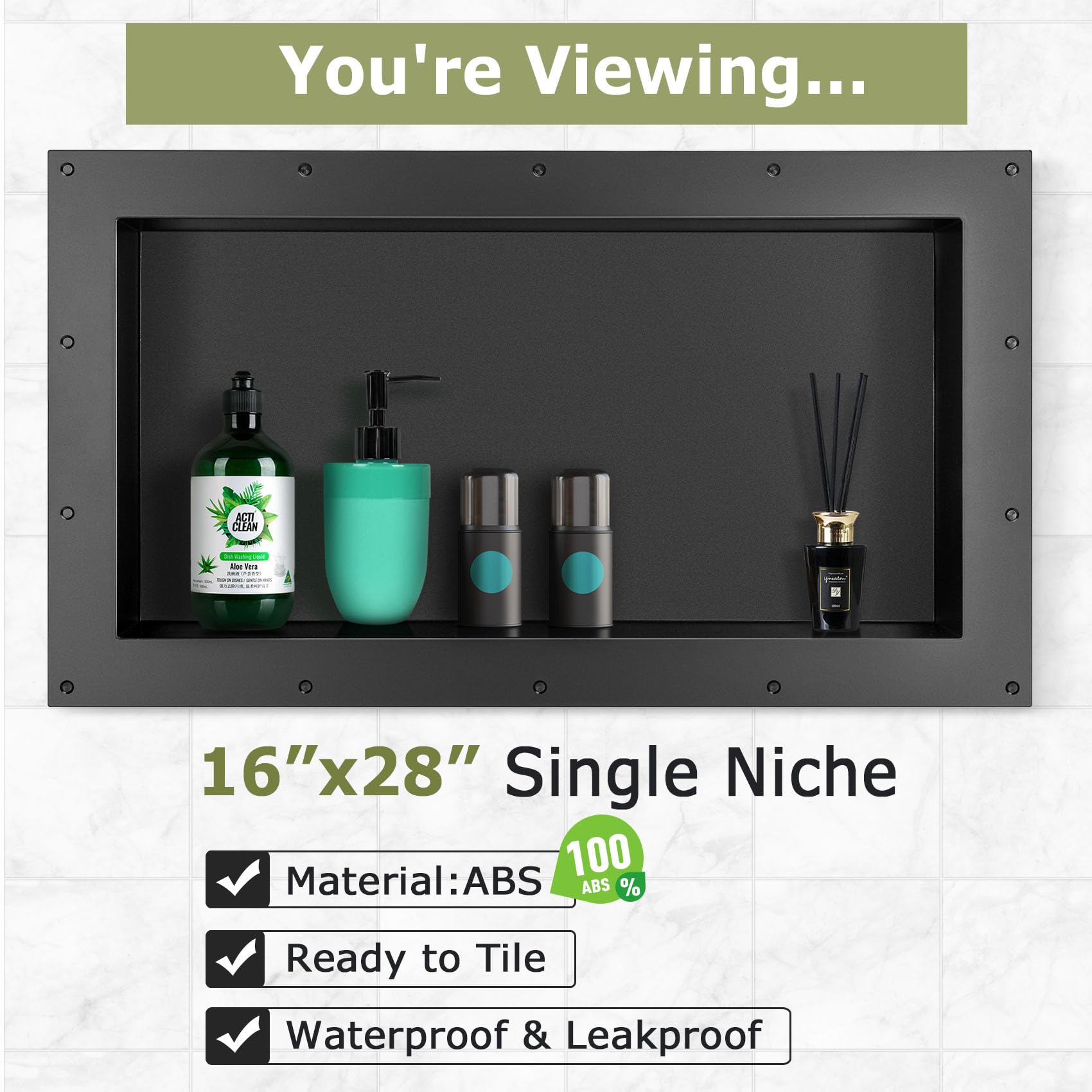 Suteck Niche versatile for kitchen or cupboard storage beyond showers.