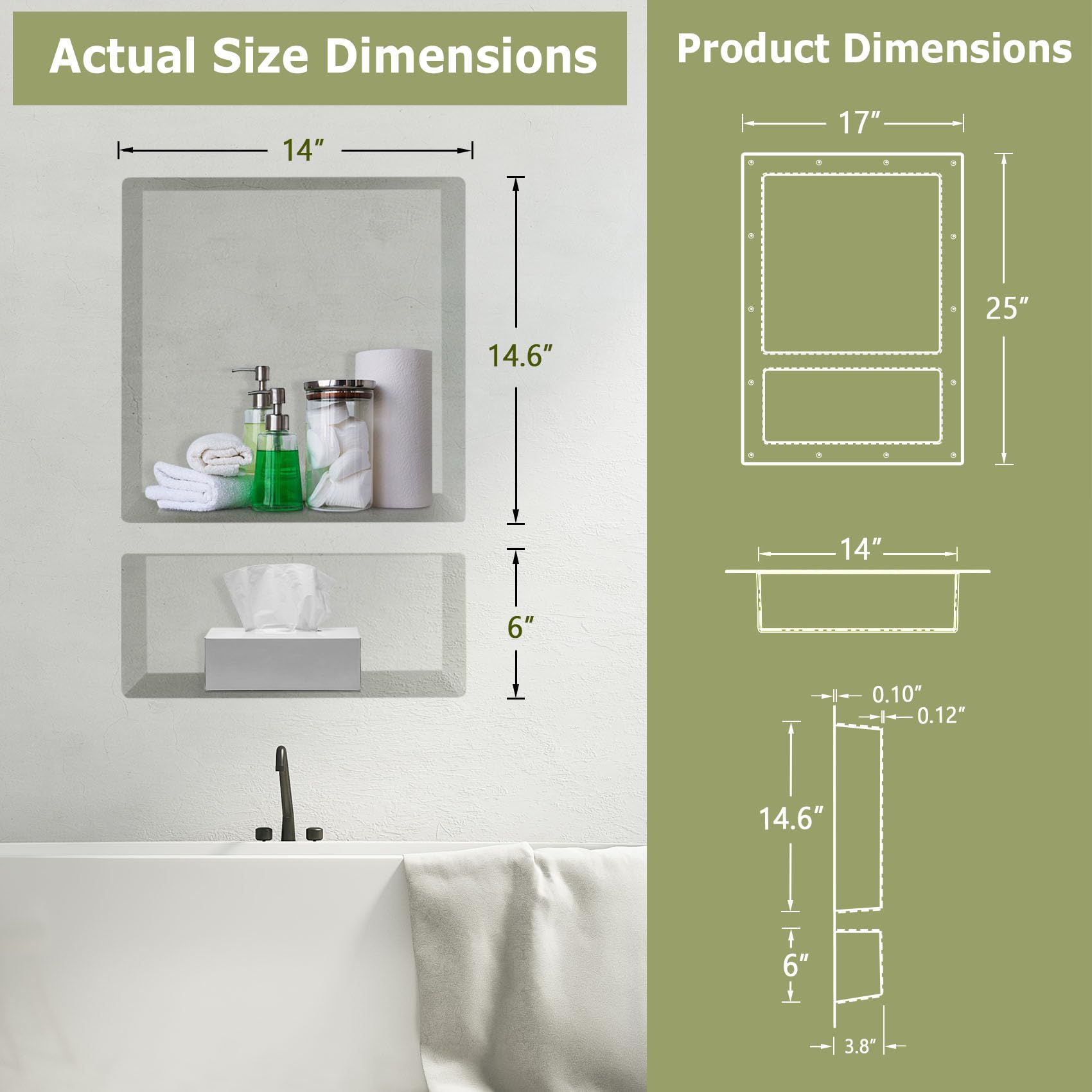 Suteck shower niche two-tier shelves maximize organization and accessibility.