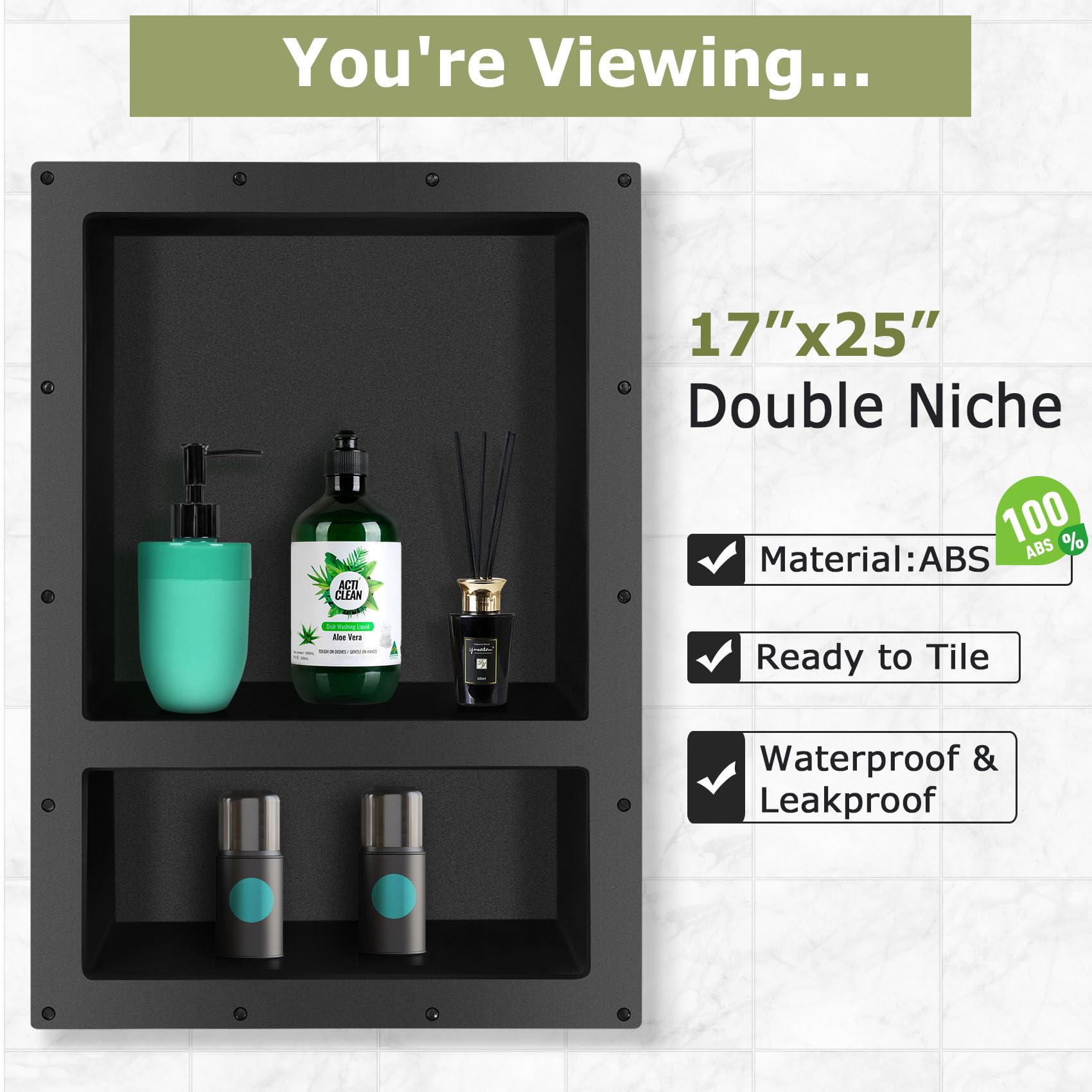 Suteck niche is waterproof and leak-proof to protect bathroom walls.