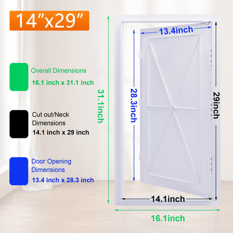 Suteck wall access door with reversible mounting for flush or surface installation.