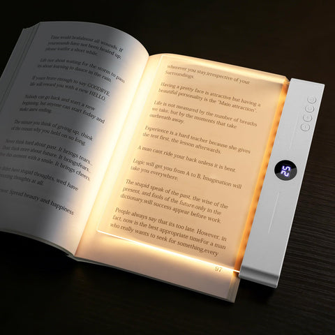 Suteng Flat Book Light front view showing slim, portable bedside lamp.