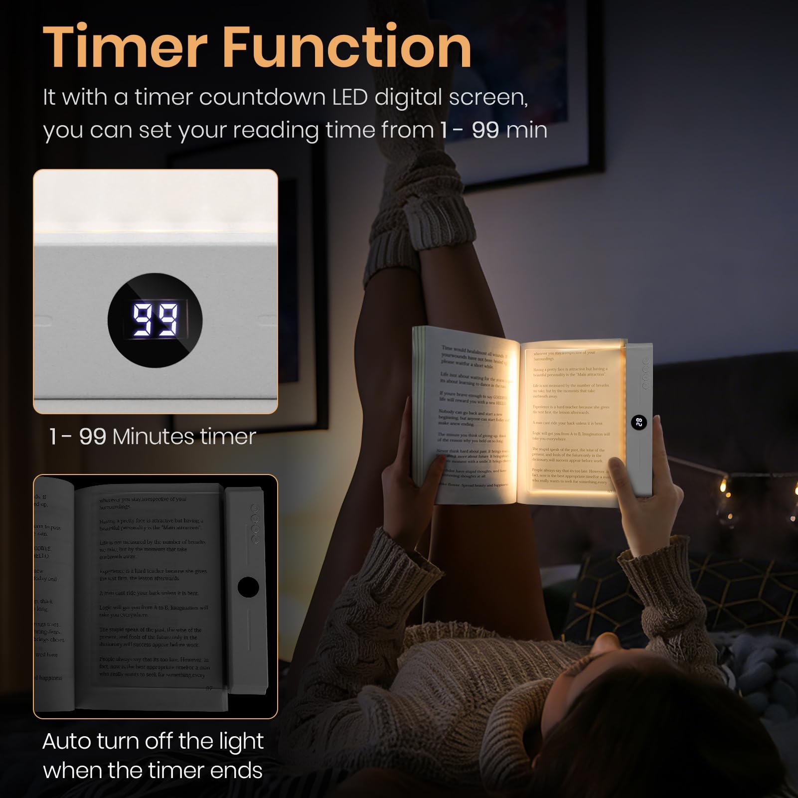 Suteng Flat Book Light portable design ideal for backpacks.