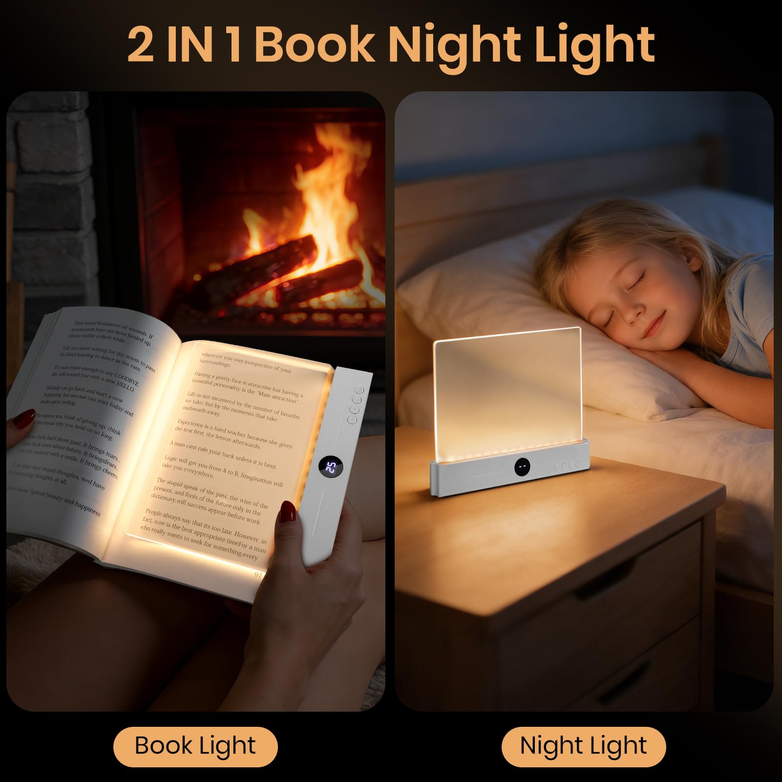 Suteng Flat Book Light rechargeable battery for cordless travel use.