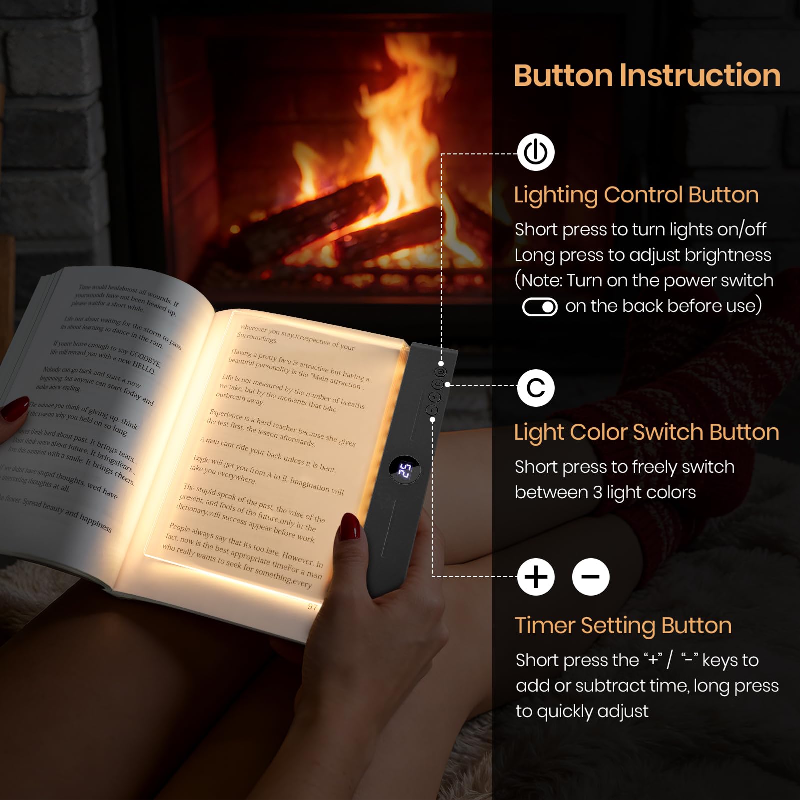 Suteng light includes a timer for automated night reading sessions.