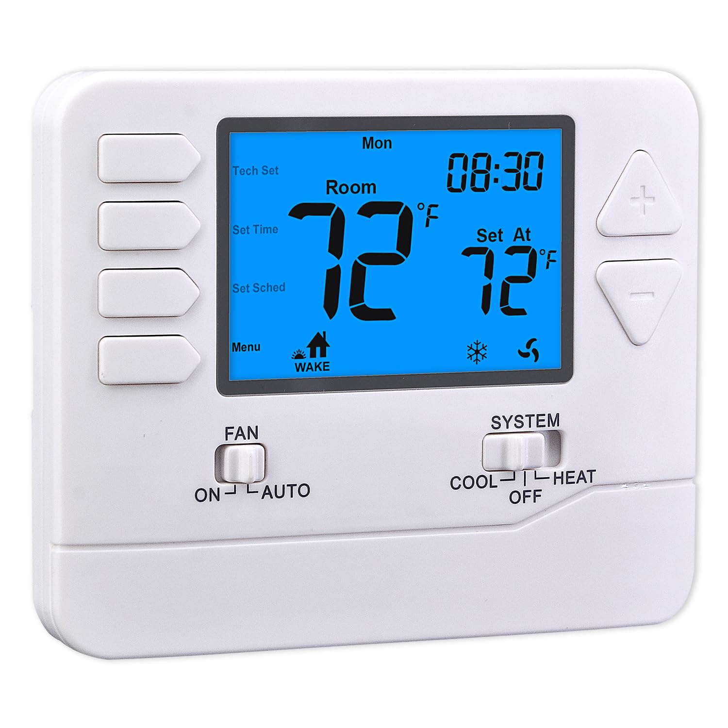 Suuwer 5-1-1 day thermostat base setup showing wiring compatibility for easy install