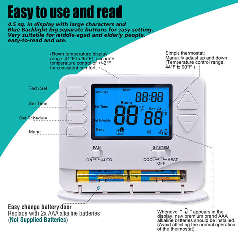Suuwer thermostat powered by 24V or batteries for flexible placement