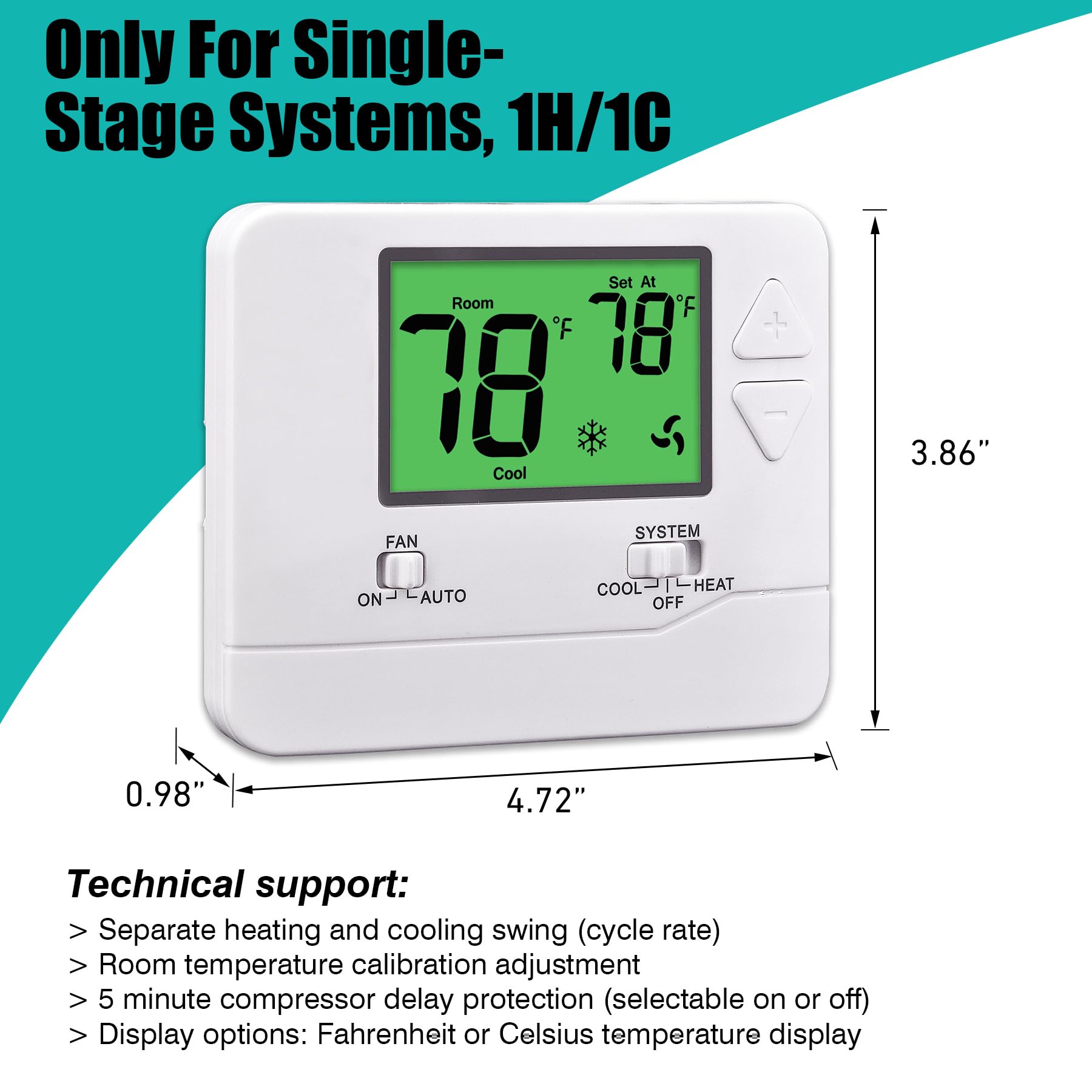 Suuwer thermostat battery-powered option using two AAA batteries