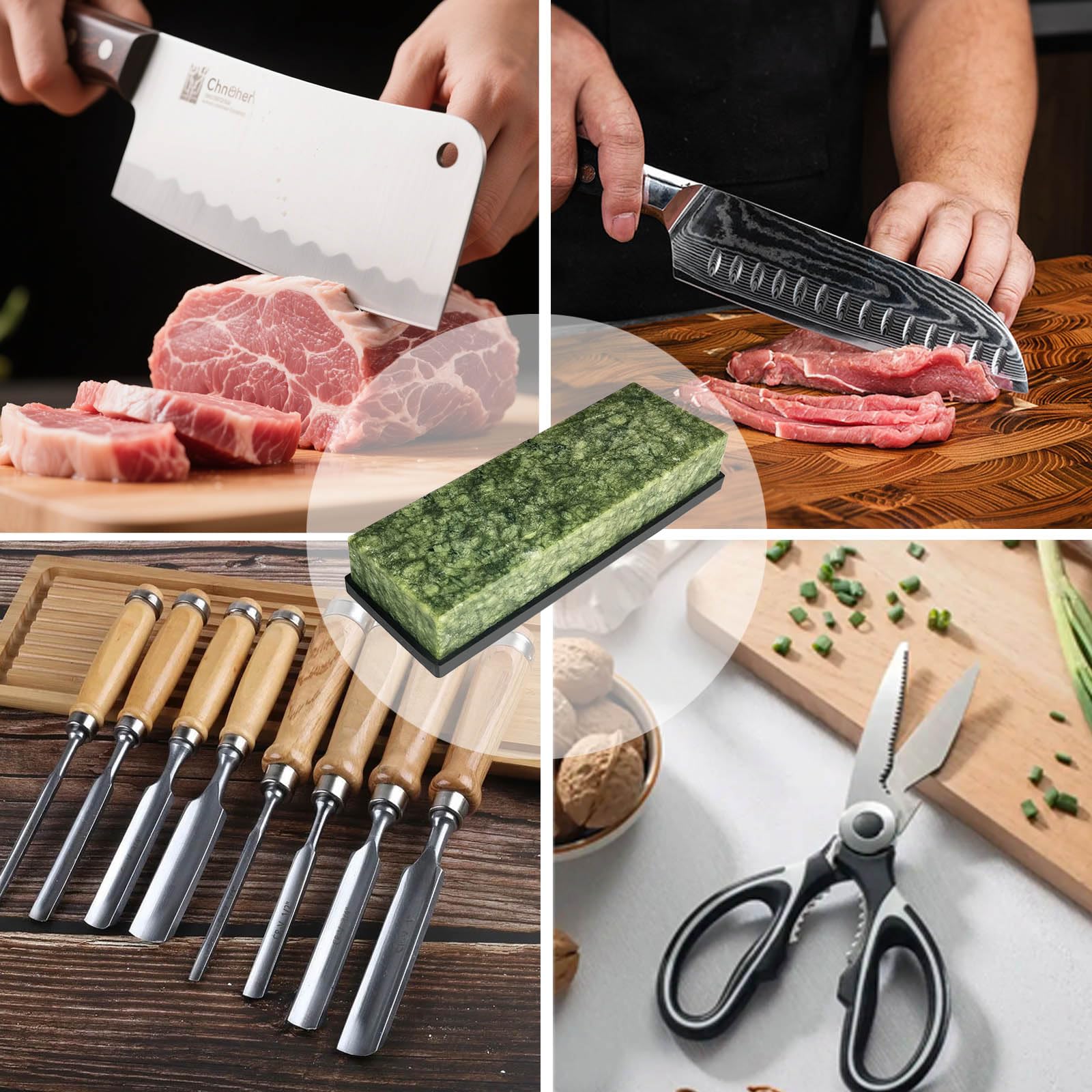 Suwajume knife sharpening stone natural green surface texture for controlled polishing