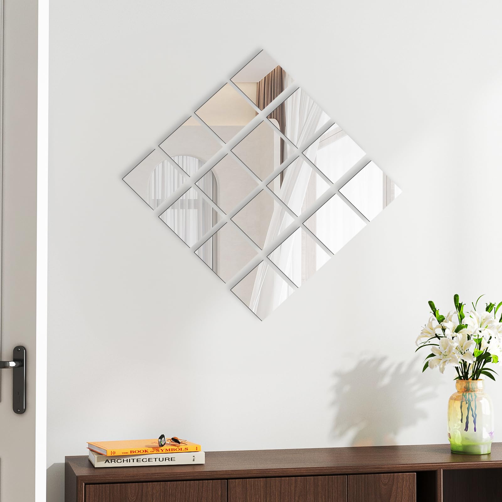 Suwimut diy decor mirror tiles 4x4 inch easy to customize
