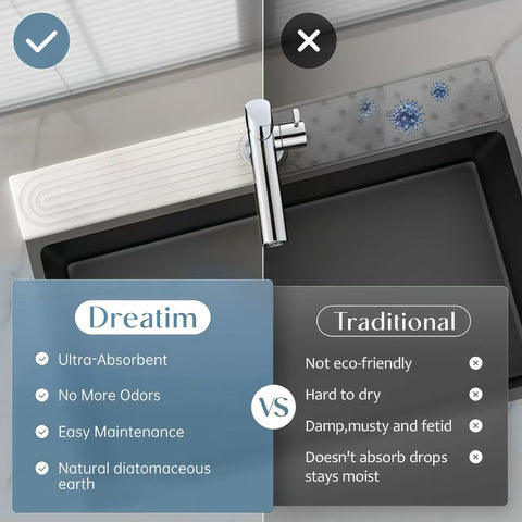 SUXLINA gray-white sink mat; stylish fit for modern kitchens.