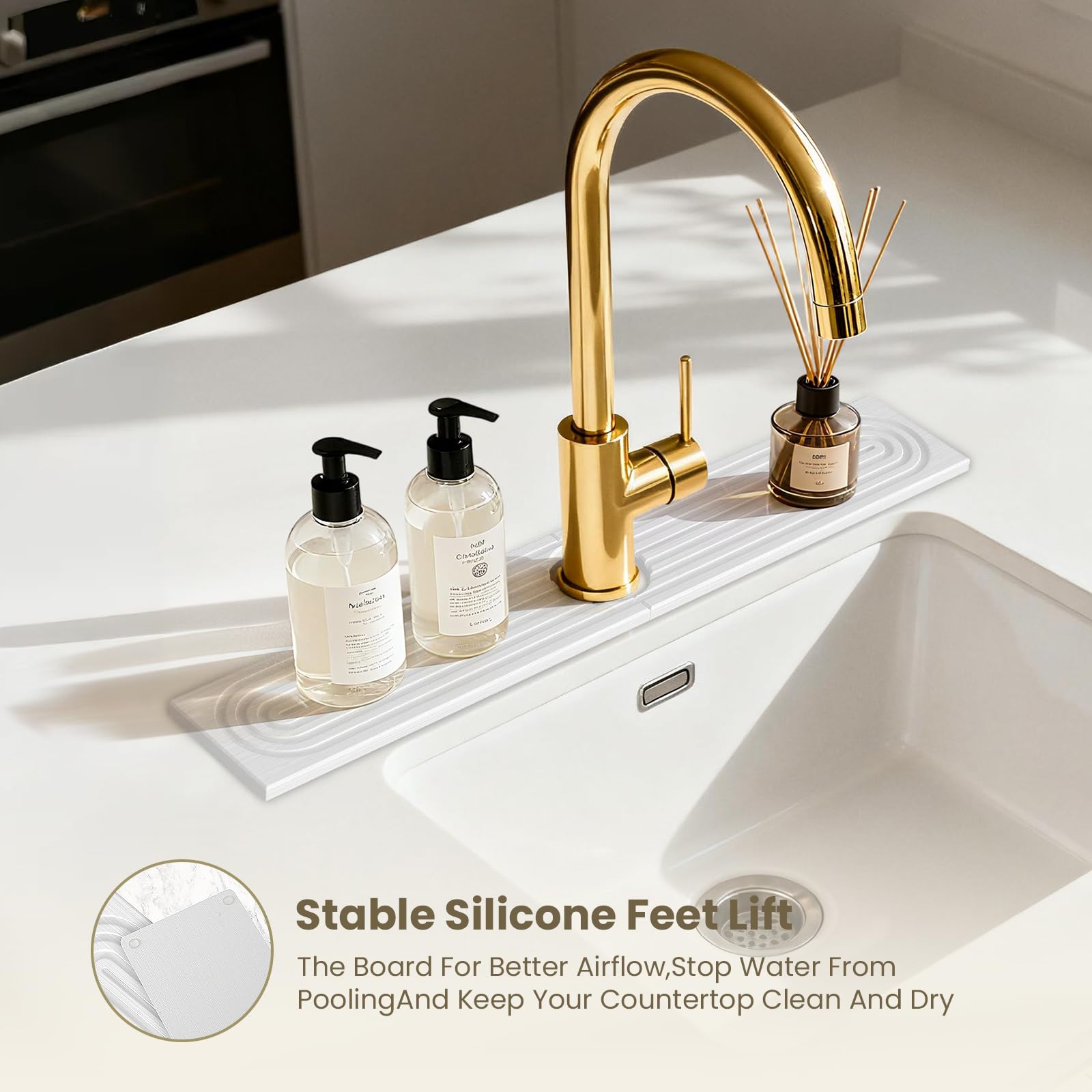 SUXLINA kitchen sink faucet mat; protects surfaces and drains splashes.