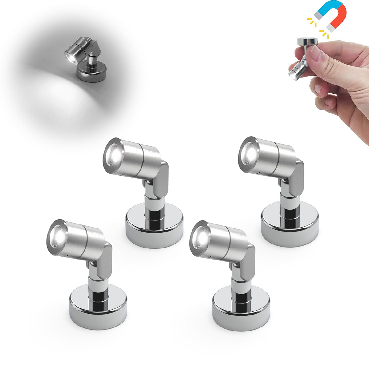 Suzeyar metal miniature LED light with magnet base illuminates dioramas with a soft cool white glow.