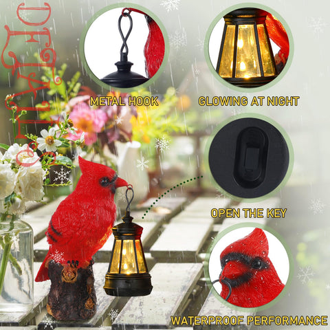 Suzile Cardinal Garden Statue with Solar Lantern close-up of reinforced base