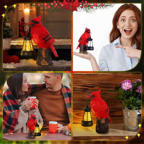 Suzile outdoor décor accent Cardinal statue with solar light on lawn