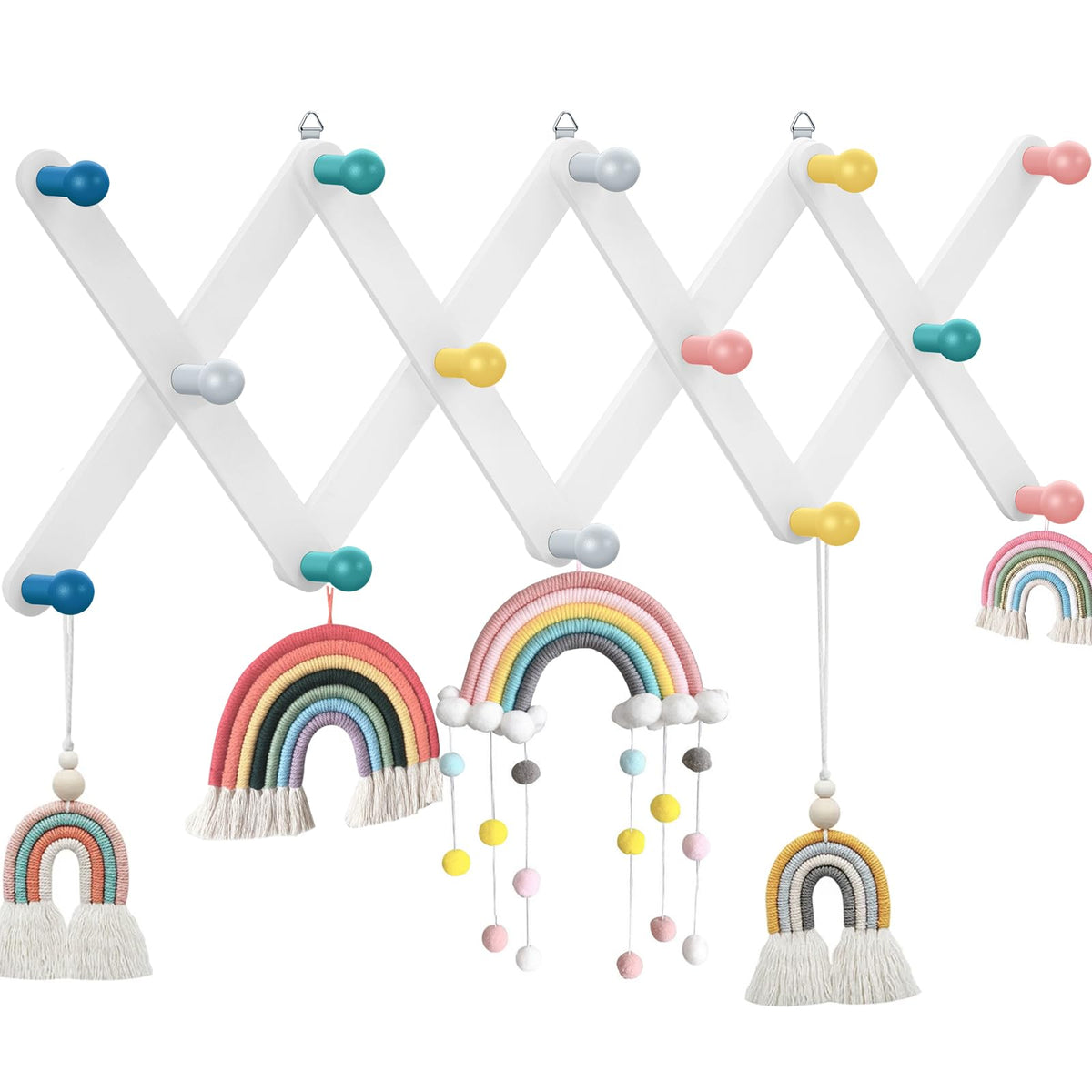 Suzile kids coat rack expandable wooden hanger keeps outfits organized and within reach.
