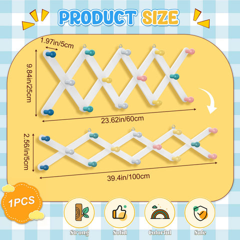 Suzile rainbow pegs accordion wall hanger adds playful storage for hats and backpacks.