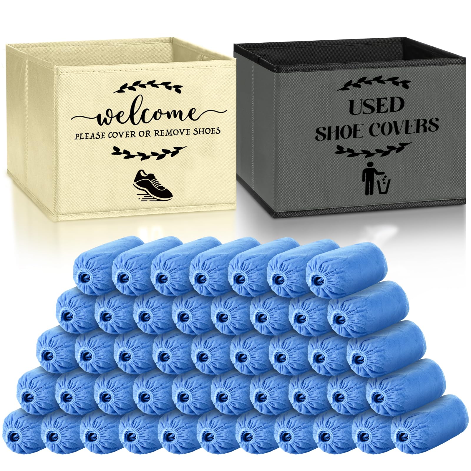 Suzile shoe cover box beige lid neatly organizes entryway storage.
