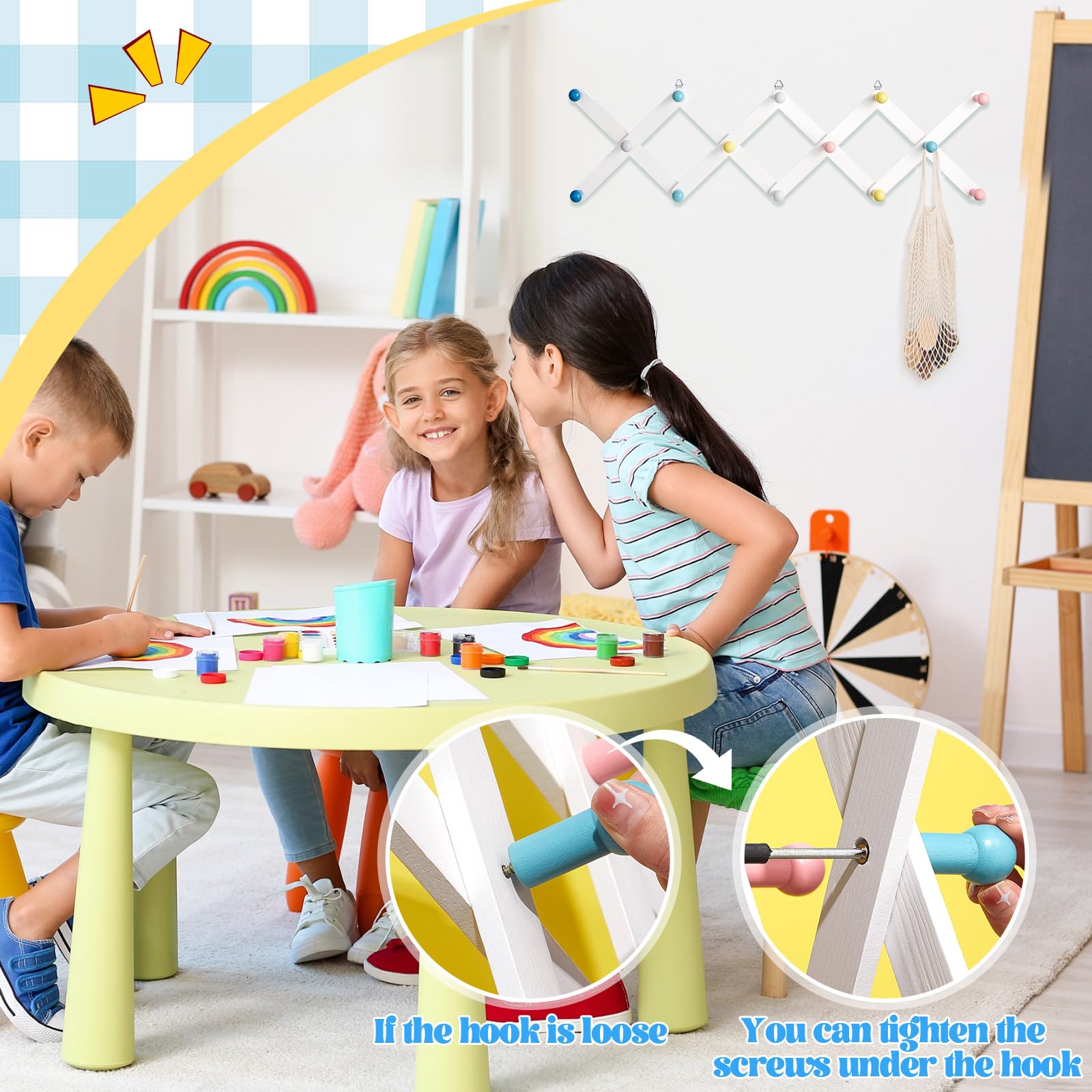 Suzile wall-mounted kids coat rack offers space-saving organization in small bedrooms.