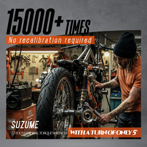 Suzume 3/8 torque wrench with buzzer and LED guides correct torque without guesswork.