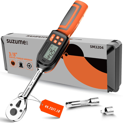 Suzume 3/8 digital torque wrench display provides precise readings for accurate tightening on automotive projects.
