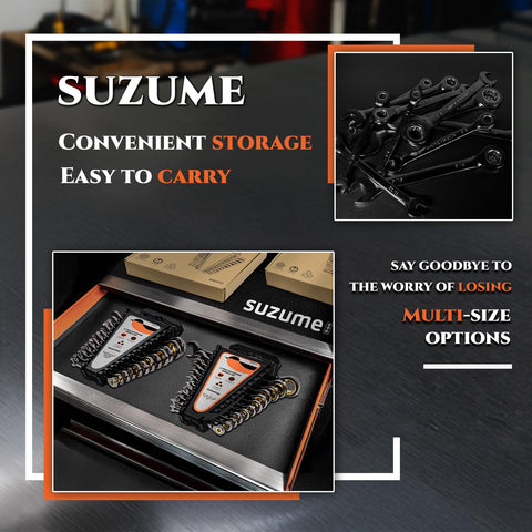 Gray nickel coating protects SUZUME wrenches from rust and fingerprints