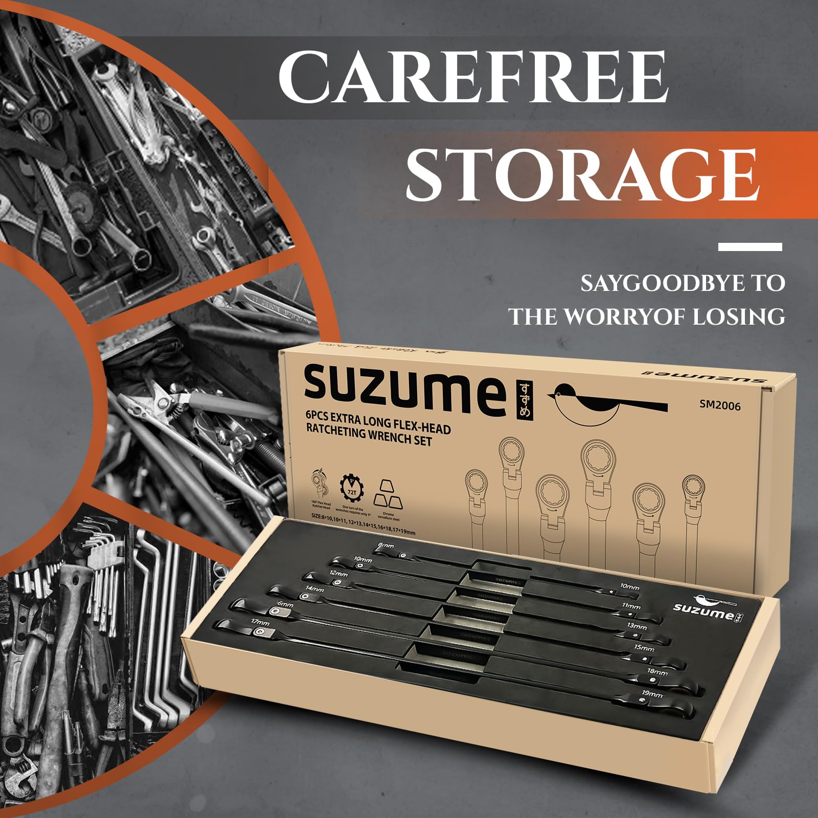 SUZUME wrench set stored in a compact EVA pouch