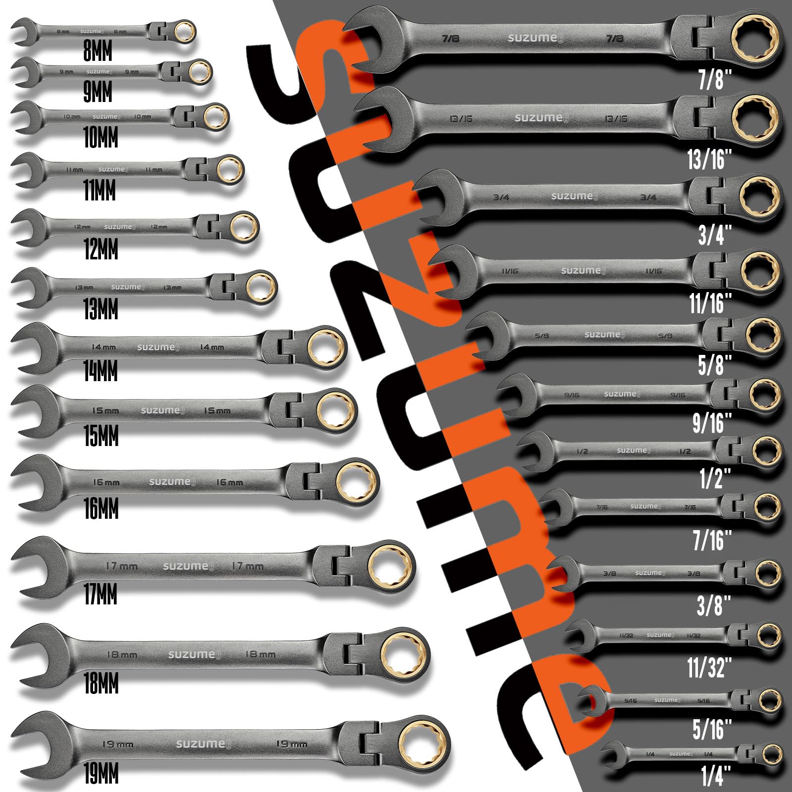 SUZUME portable wrench rack keeps sizes organized for quick selection