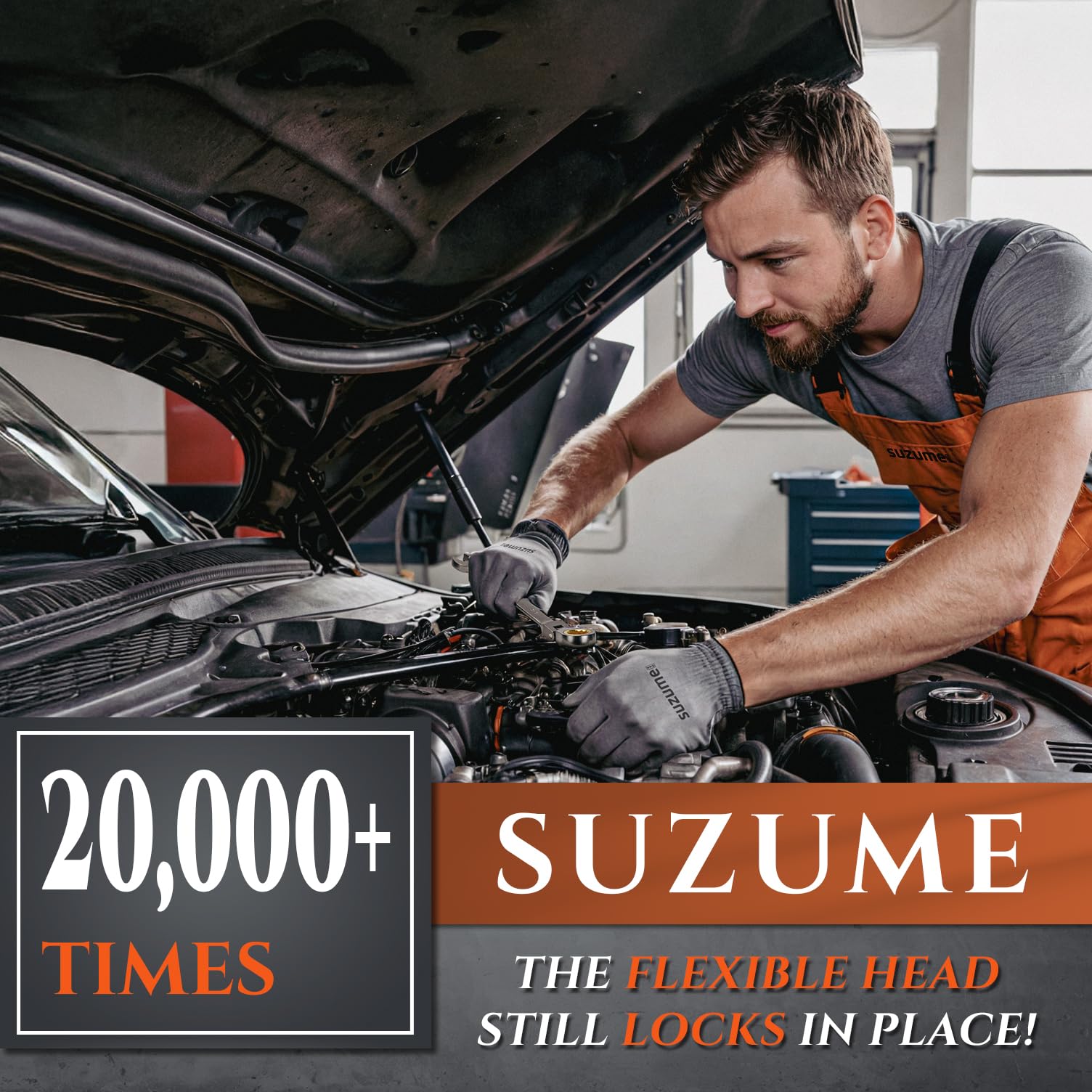 SUZUME rotating 180° head wrench enabling reach in confined engine bays