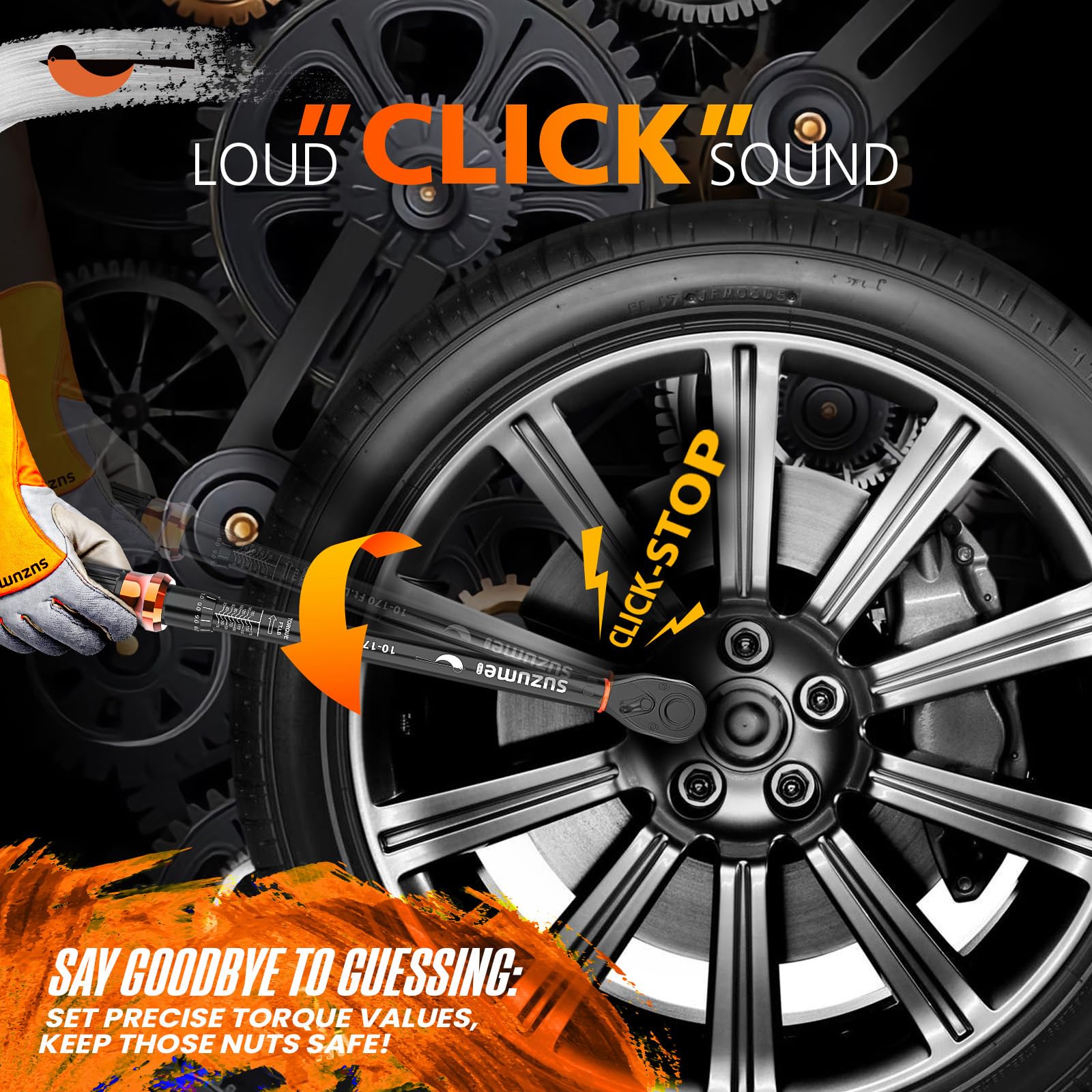 SUZUME torque wrench locking knob enables easy torque setting and secure lock.