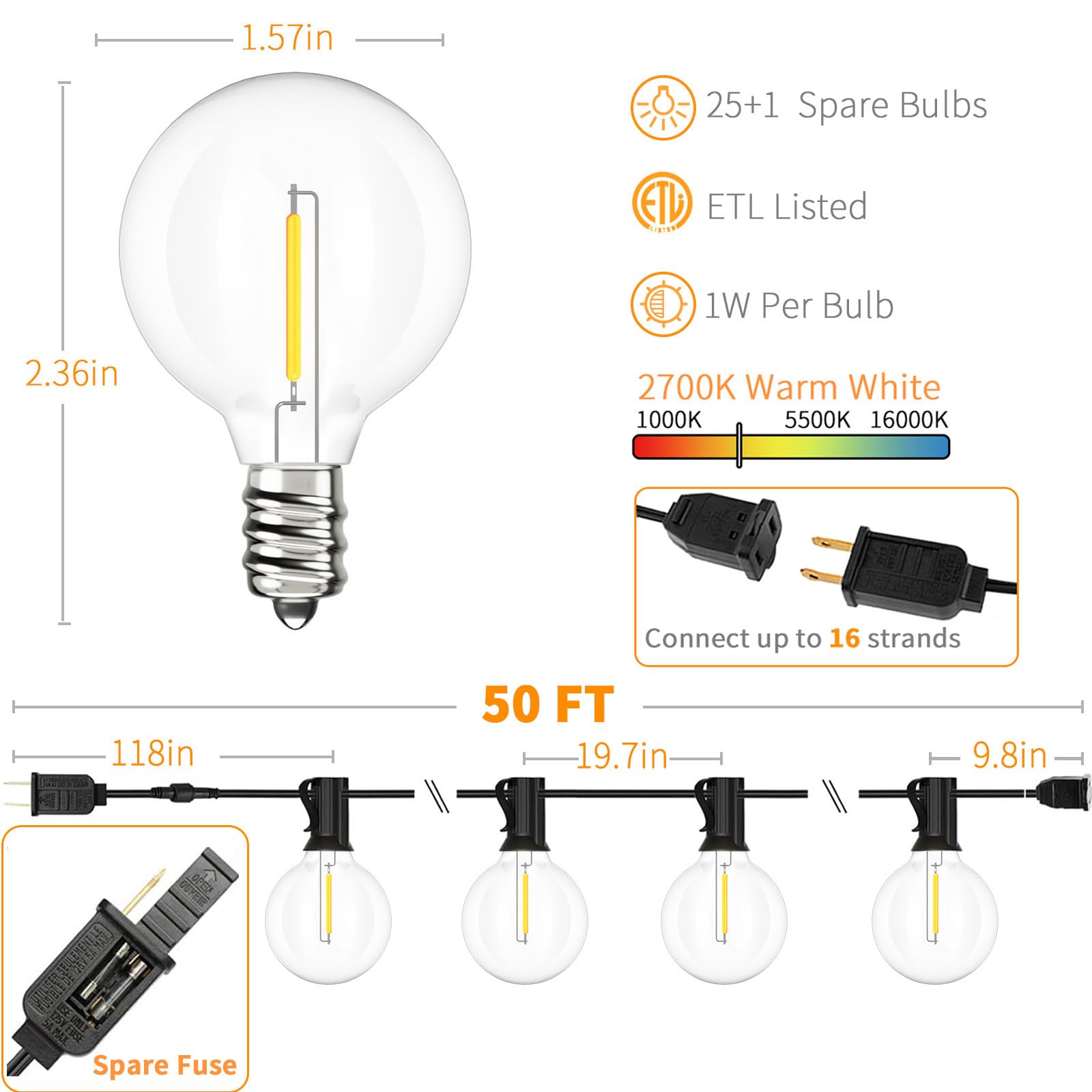 Svater 26 globe bulbs provide durable warm white lighting for outdoor spaces