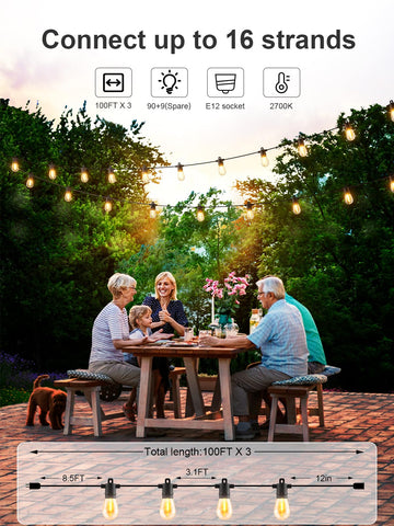 Svater dimmable outdoor string lights for customizable mood lighting