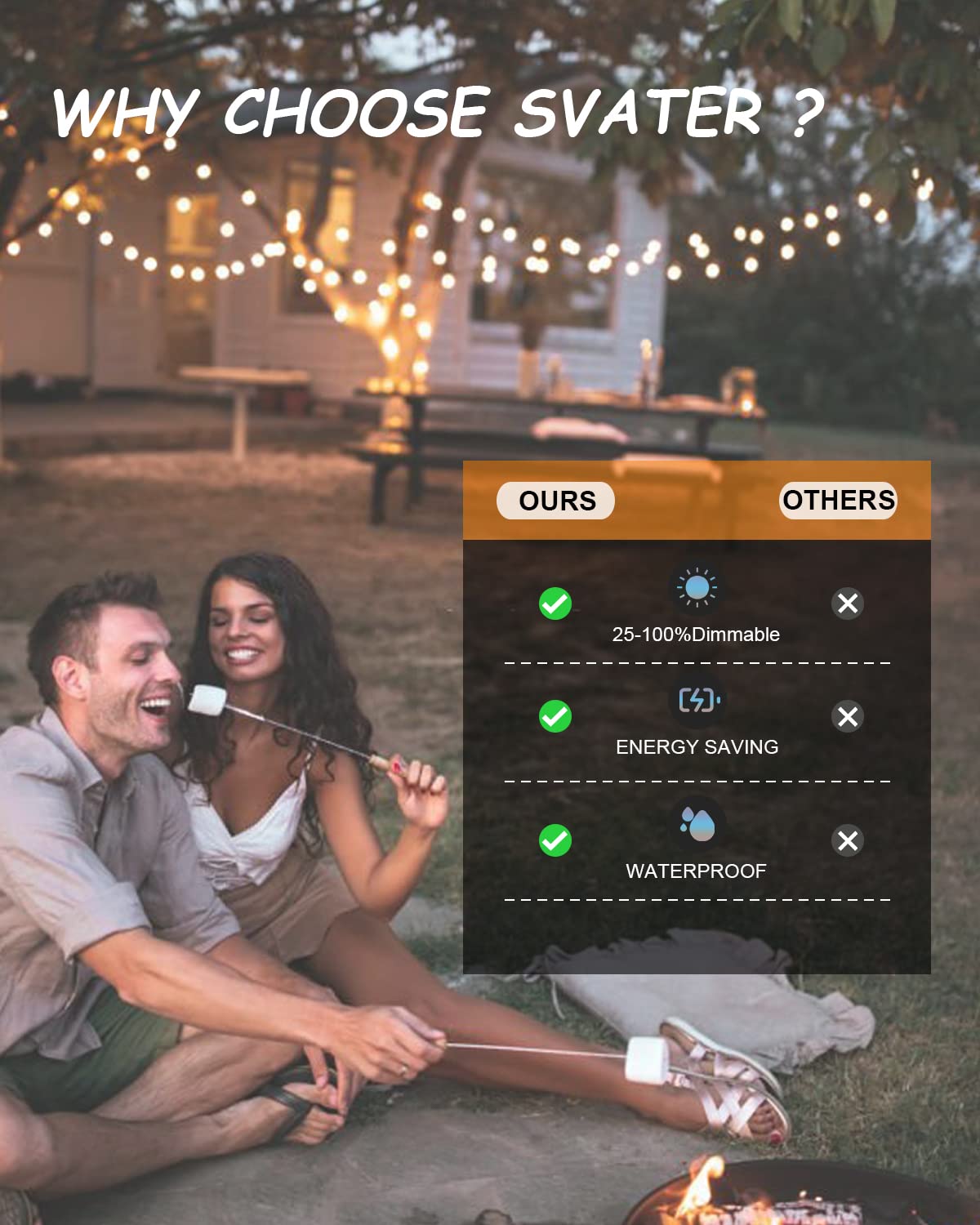 Svater dimmable lights offer adjustable ambience for evenings outdoors