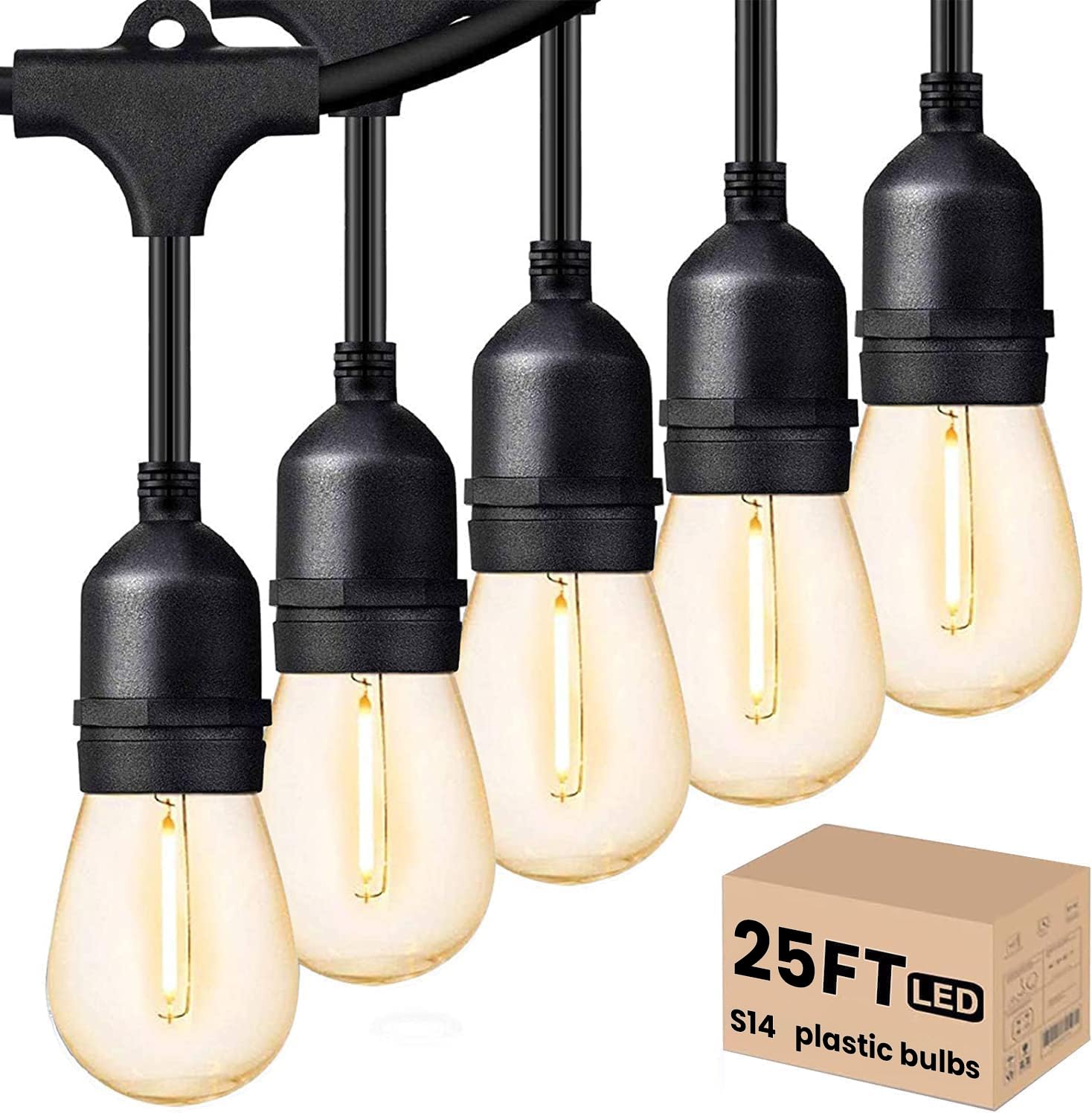 Svater outdoor LED string lights 25ft provide bright, energy-efficient patio ambiance.
