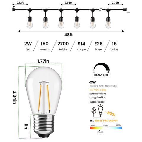 Svater warm white 2700K LEDs brighten intimate outdoor dining spaces