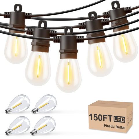 Svater outdoor string lights 150ft glow for cozy patio evenings