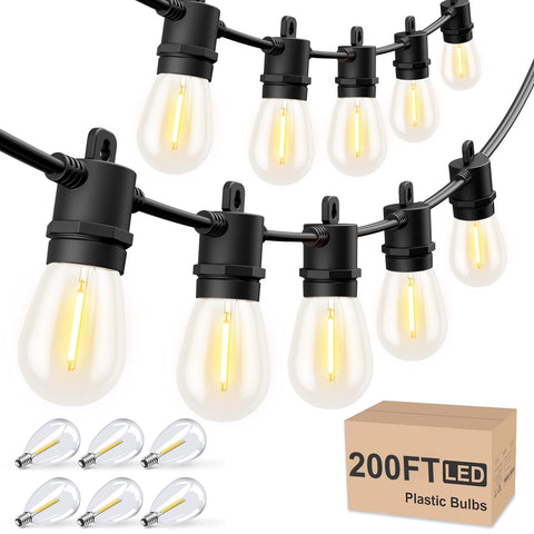 Svater outdoor string lights 200 ft assembly for wide patio illumination.