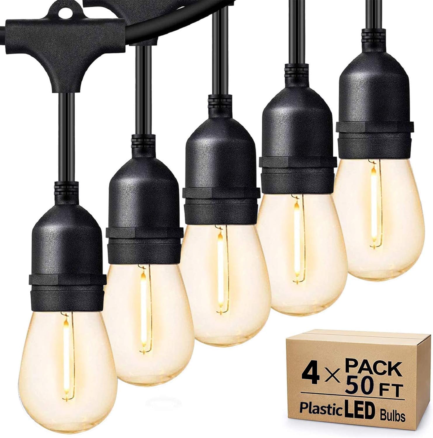 Svater outdoor string lights 200ft for warm patio ambience