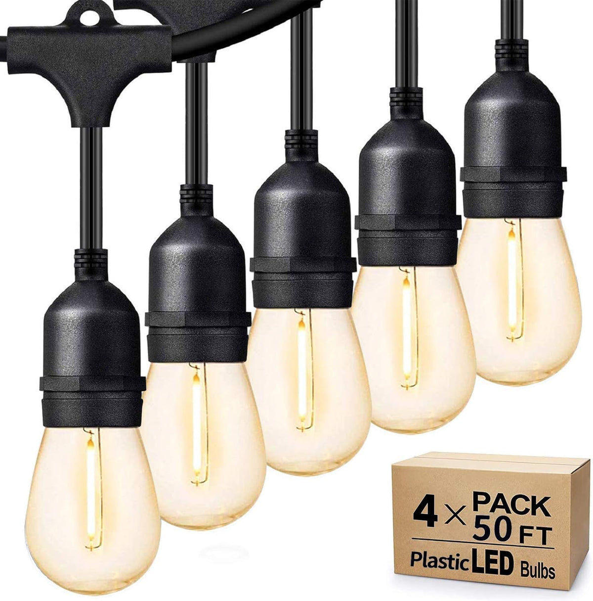 Svater outdoor string lights 200ft for warm patio ambience