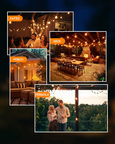 Svater patio lighting ideal for bistros, backyards, markets, and events.