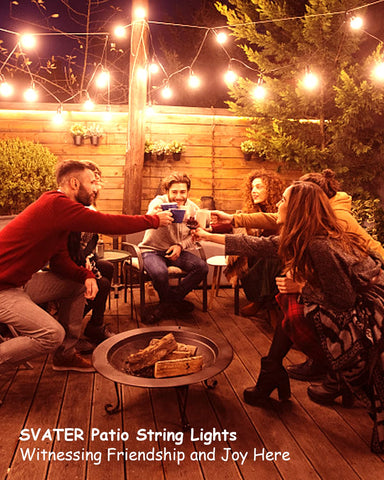 Svater vintage-style warm white glow enhances outdoor entertaining spaces