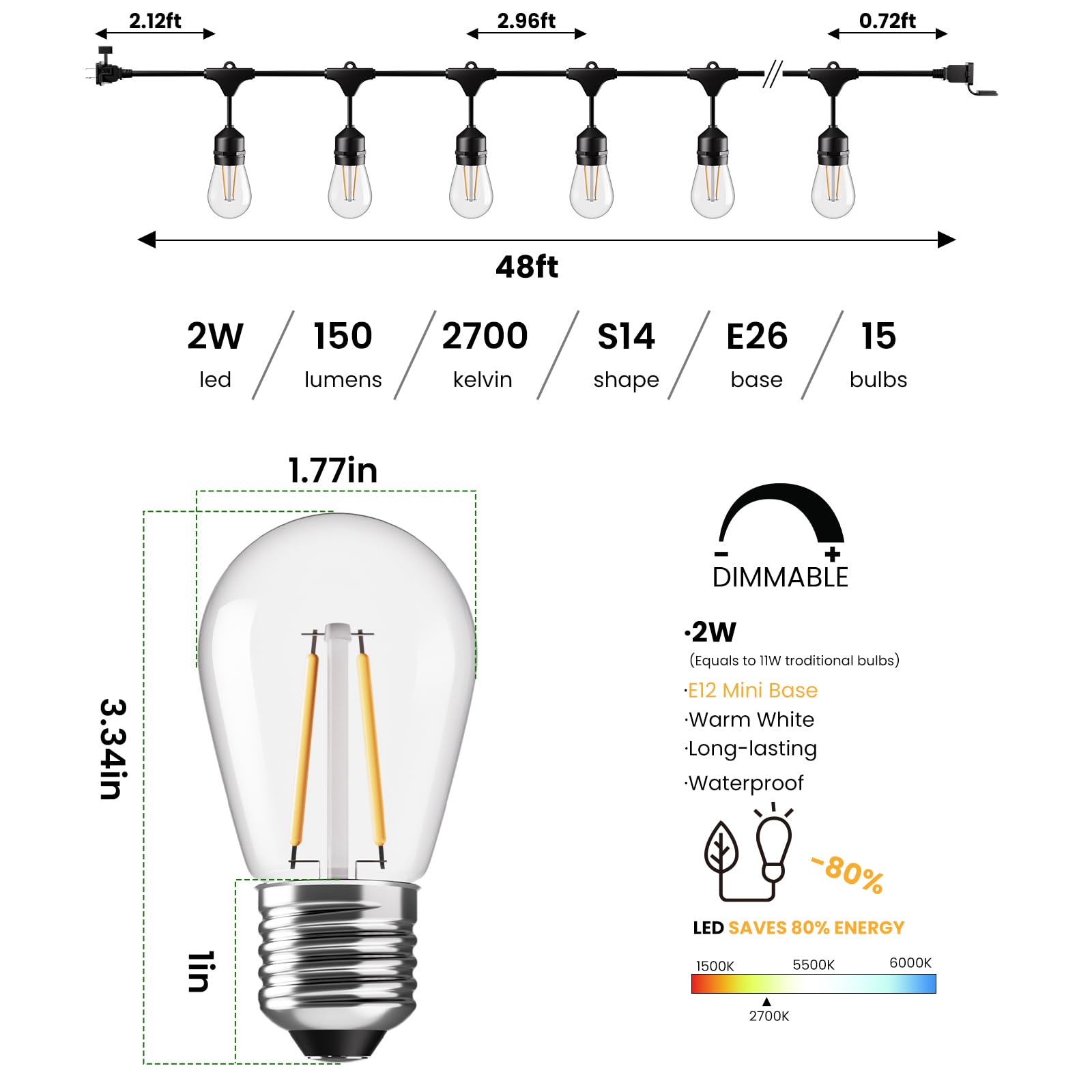 Svater warm white 2700K glow for cozy backyard evenings