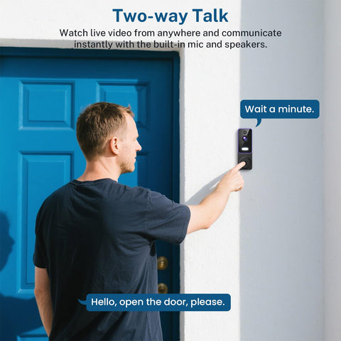 SwagBuzz two-way audio lets you speak to visitors from anywhere.