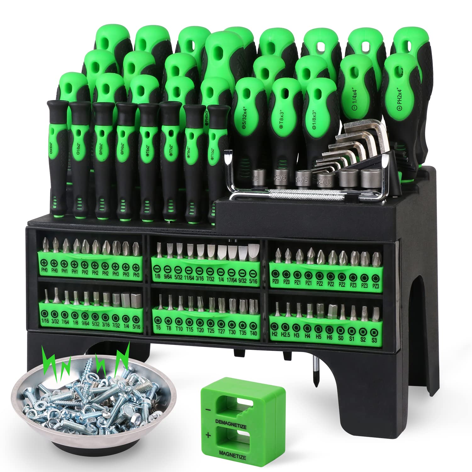 SWANLAKE 118PCS magnetic screwdriver set packaging organized for quick home repairs