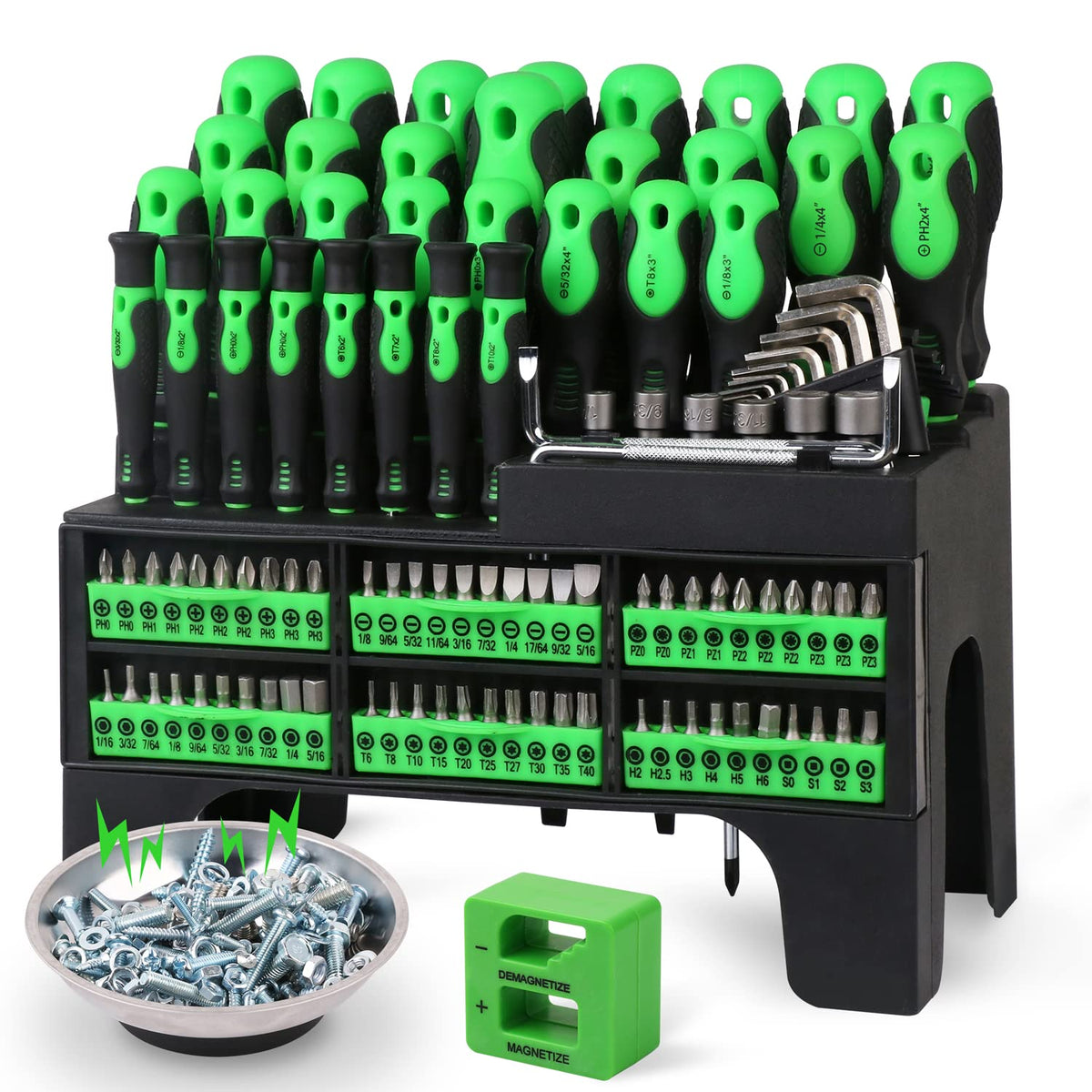 SWANLAKE 118PCS magnetic screwdriver set packaging organized for quick home repairs