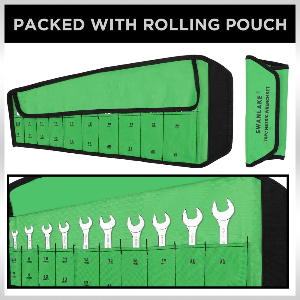 Swanlake 20-metric sizes in compact roll-up pouch for organized toolkit