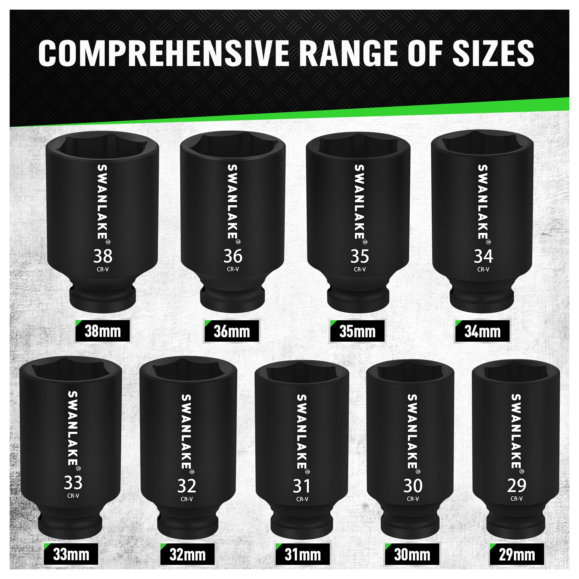 SWANLAKE 29-38 mm socket range for versatile wheel nut service