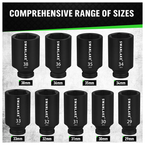 SWANLAKE 29-38 mm socket range for versatile wheel nut service